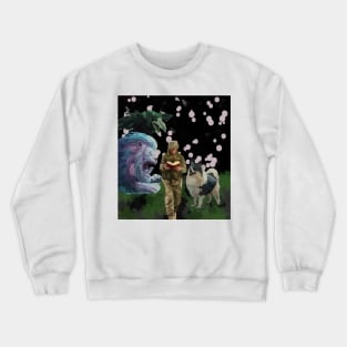 watercolor crow lion Pomeranian story to read Crewneck Sweatshirt